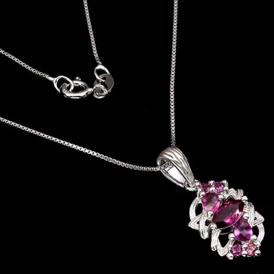 Collar de plata 925 de San Valentín marquesa rodolita granate piedras preciosas joyería Foto 1 de 4