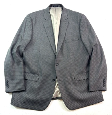 Joseph & Feiss 50L Gris Negro Cuadros Blazer Chaqueta Traje Deportivo Abrigo 100% Lana Foto 1 de 4