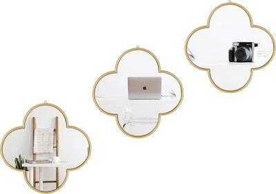 Espejos dorados para decoración de paredes Espejos de trébol para decoración de sala de estar y decoración del hogar Foto 1 de 4