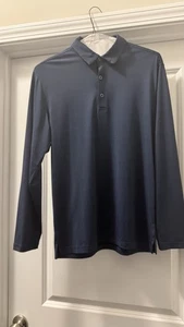 Walter Hagen Essentials Long Sleeve Golf Shirt Men's S Navy Stripes - Picture 1 of 5
