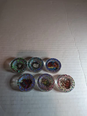 Pogs Pogs Beauty And The Beast Slammer Lot Thick Acrylic Plastic Lot Of 6 - Image 1 of 4