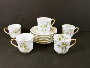 Limoges Haviland Dulin & Martin Lila Rose Tassen & Untertassen TEESERVICE  - Bild 1 von 7