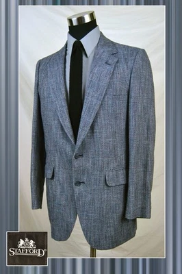 Abrigo deportivo vintage a cuadros blanco y negro con ventana roja y azul (talla 42R) de Stafford Foto 1 de 4