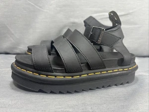Dr Martens Leather Platform Sandals Womens 6 Black Blaire Quad Strap Shoes - Picture 1 of 9