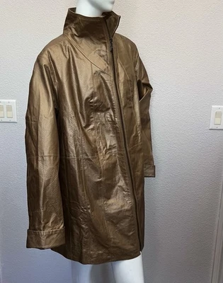 Новый винтажный Roaman's женщин 24W металлический бронзовая куртка молнии широкий лацкан параллельные панели - Изображение 1 из 4