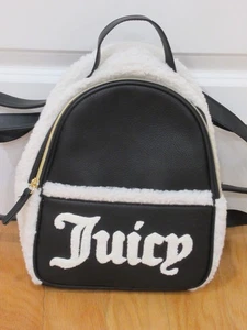 Juicy Couture Small Flashback Backpack Faux Sherpa Black ~~BRAND NEW~~ - Picture 1 of 7