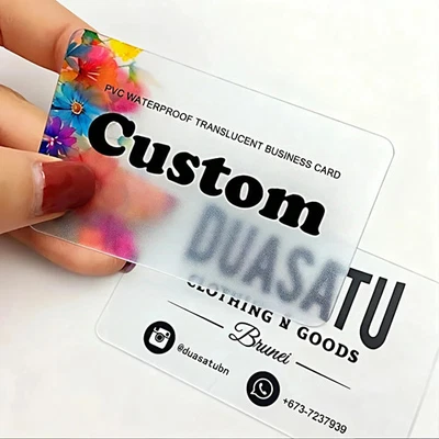 500 Custom Transparent Business Cards Frosted PVC Waterproof Single-Sided - Image 1 of 4