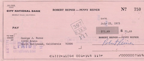 Rob Reiner (All In The Family) signed bank check Cover
