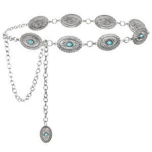 Western Chain Belts for Women Cowgirl Concho Country Turquoise Belts Fashion ... - Picture 1 of 9