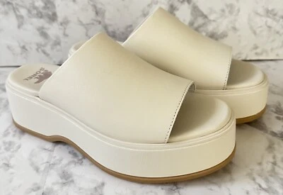 Sorel Day Spring Slide Sandal Womens 9 Evereve Chalk Cream Leather New - Image 1 of 4