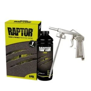 U-Pol Raptor Black Tough Protective UV Resistant Bed Liner Kit 1L + Schutz Gun - Picture 1 of 1