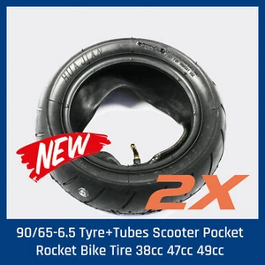 Pair 90/65-6.5 Tyre+Tubes Mini Petrol Scooter Pocket Rocket Bike Tire 47cc 49cc - Picture 1 of 6