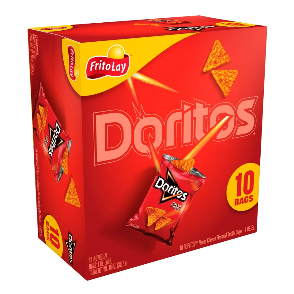 Doritos Nacho Cheese Tortilla Snack Chips 1 Oz 10 Ct Bags Free Same Day Ship New - Image 1 of 1