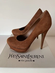 ysl tribute 105 pump kid scamosciato cognac Size 37 - Picture 1 of 5