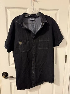 Rufskin Denim Button Up Short Sleeve Shirt Size L - Picture 1 of 3