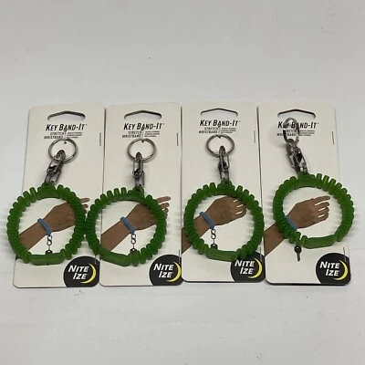 Llavero elástico Nite Ize duradero pulsera llavero soporte verde lima paquete de 4 Foto 1 de 4