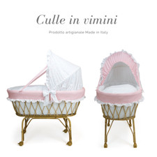 Babysanity Cesta culla in vimini per neonato completa di piumoncino materassino