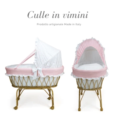 Babysanity Cesta culla in vimini per neonato completa di piumoncino  materassino - Immagine 1 di 2