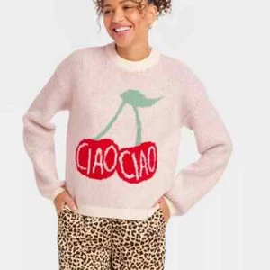 Target Sweater New Day Cream Red Cherries Ciao Ciao Choice~XS, S, M, L, XL, XXL - Picture 1 of 3