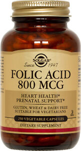 Solgar Folic Acid 800mcg 250 Vegetable Capsules