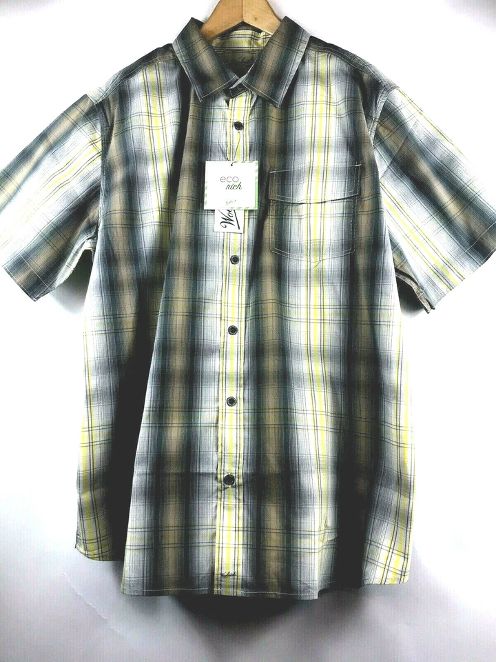 Woolrich Mens L Shirt Multicolor Modern Fit Organic Cotton Short Sleeve Shirt