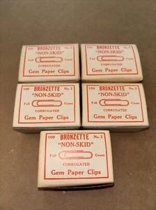 Vintage Bronzette Gem Paper Clip  No. 2  Lot Of 5 Full Boxes NOS #S - Picture 1 of 21
