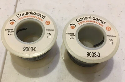 [2 Pack]Mil-Spec Wire 10 Amps 20 AWG 25 feet Long Black - Image 1 of 3