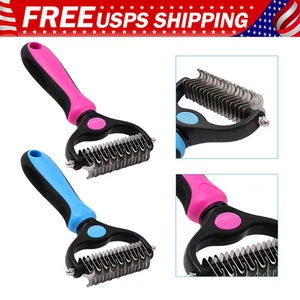 2 Sided Pet Grooming Brush Undercoat Rake Deshedding Brush Comb for Dogs & Cats - Picture 1 of 12
