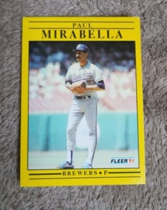 Tarjeta de béisbol Fleer Milwaukee Brewers 1991 #590 Paul Mirabella - Imagen 1 de 2