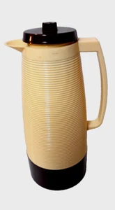 Caraffa maggiordomo vintage Aladdin 1 quarto sottovuoto a coste anni 70 retrò marrone beige - Foto 1 di 4
