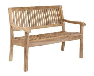 Stabile 2-sitzer Gartenbank Kingsbury in Premium Teak 120 cm mit Armlehnen - Bild 1 von 5