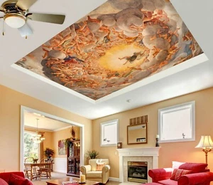 3D Orange Heaven A050 Ceiling WallPaper Murals Wall Print Decal Deco AJ WALL Ava - Picture 1 of 5