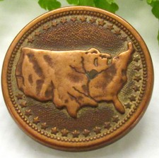 WONDERFUL VTG. METALIZED BUTTON W/ MAP OF UNITED STATES D59