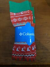 Men's Columbia 5 Pair Socks Crew Mi-Chaussettes Size 6-12 Christmas & Chilli