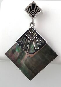 Tahitian Mother of Pearl Pendant with Polynesian Motifs