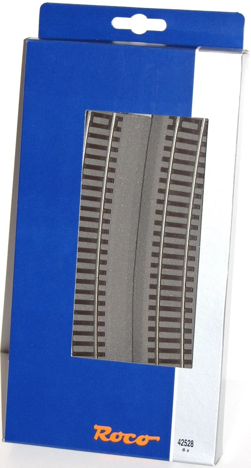 Roco H0 42528-S Gebogenes Gleis R10 mit Bettung, 15° (6 Stück) - NEU + OVP