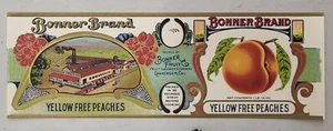 ADVERTISING Label Bonner Brand Peaches Can Lankershim California - Picture 1 of 1