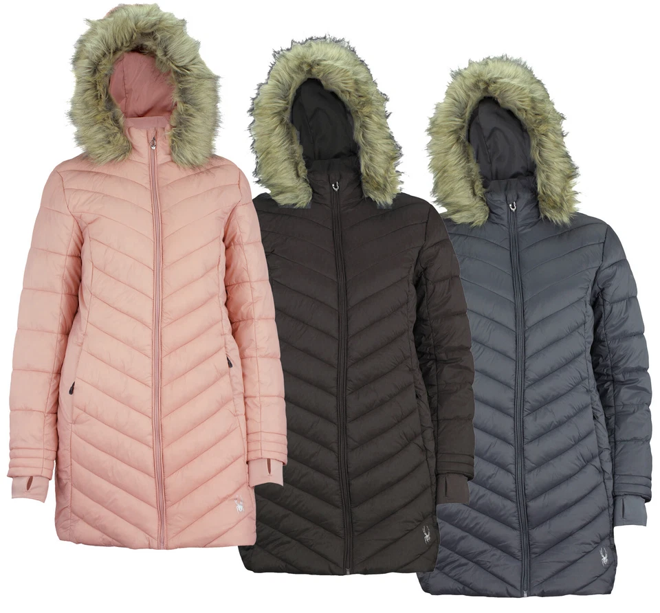 Abrigo acolchado largo de piel sintética sin límites Spyder para mujer, opciones de color Foto 1 de 1