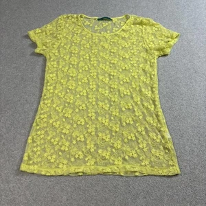 Camisa Velvet by Graham & Spencer Mujer Grande Amarilla Transparente Encaje Malla Floral Boho - Imagen 1 de 9