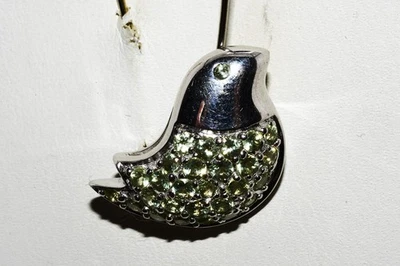 $395 .925 Sterling Silver 1.50CT Natural Peridot Cluster Bird Slide Pendant - Image 1 of 4