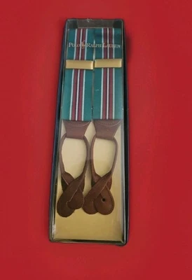 De Colección Polo Ralph Lauren Verde Con Rayas Rojas y Blancas Para Hombre Tirantes Brackets Nuevo en Caja Foto 1 de 2