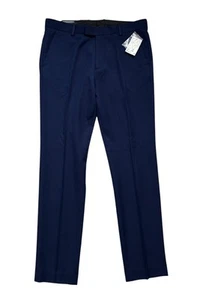 H&M Pants Mens Size 34x32 Navy Blue Wool Blend Dress Pants Slim Fit Office City - Picture 1 of 13