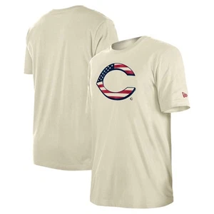 Men's New Era Cream Cincinnati Reds Americana Flag Fill T-Shirt - Picture 1 of 4