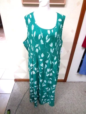 VESTIDO CROFT&BARROW-VERDE/BLANCO-FLORAL-BATA-SIN MANGAS-BOLSILLO-MAXI-TALLA-XL-NUEVO CON ETIQUETAS Foto 1 de 4