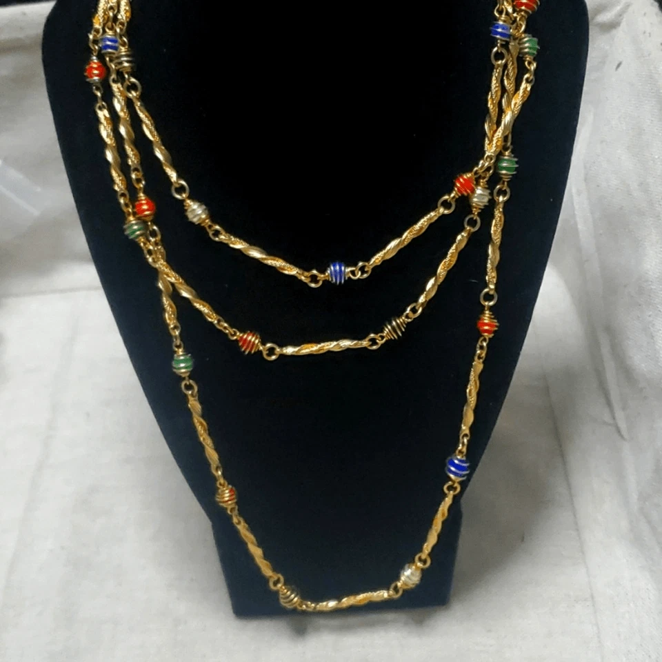 Collar de piedras preciosas enjauladas Londres chapado en oro 18k vintage años 60 Foto 1 de 4