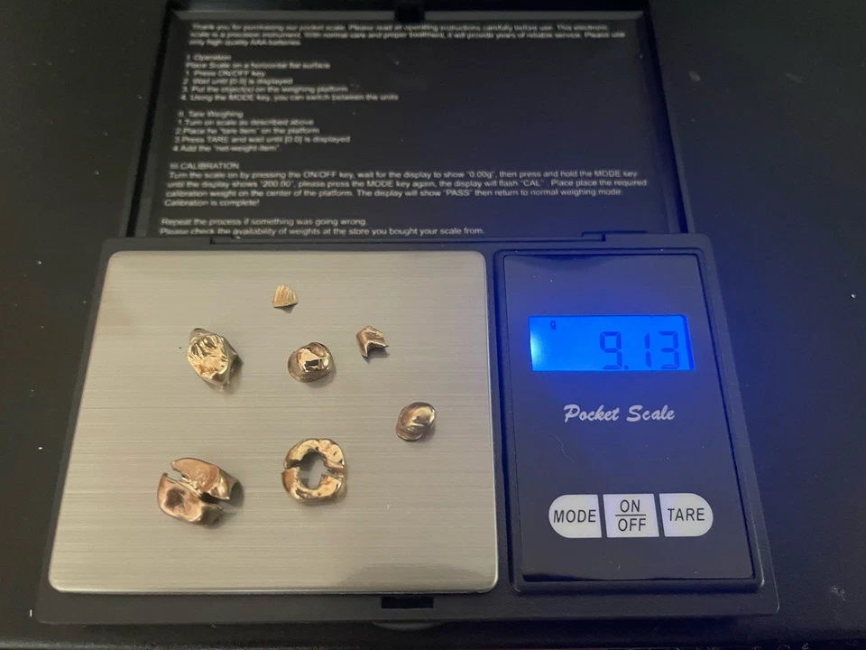 Zahngold Altgold Ca. 9,13 gr. Gelbgold Bruchgold Hoher Goldgehalt  - Bild 1 von 1