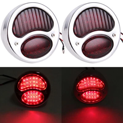 2X Chrome LED Hot Rat Street Rod Custom Car Truck Tail Lights For Ford Model A Foto 1 de 4