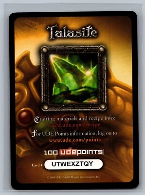 World of Warcraft TCG 2008 Talasite 100 UDE Points WOW Expired Code - Image 1 of 2
