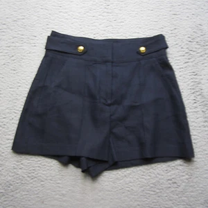 Veronica Beard Shorts Women 6 Blue Pleated Linen Casual Preppy - Picture 1 of 13