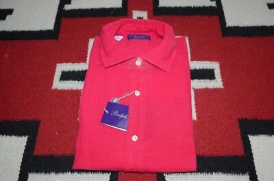 Camisa de Vestir Ralph Lauren Etiqueta Púrpura Hecha en Italia 100% Lino Foto 1 de 4